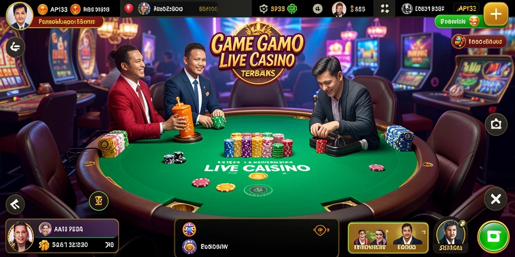 Screenshot gameplay API33 menampilkan dealer langsung dalam aksi di meja kasino.