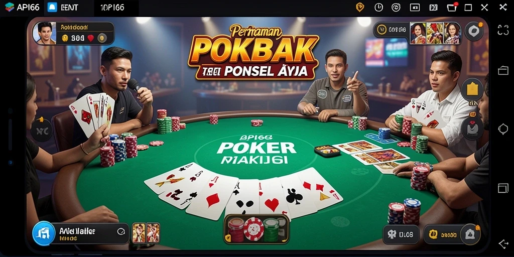 Screenshot gameplay API66 menampilkan suasana meja Poker yang mendebarkan.