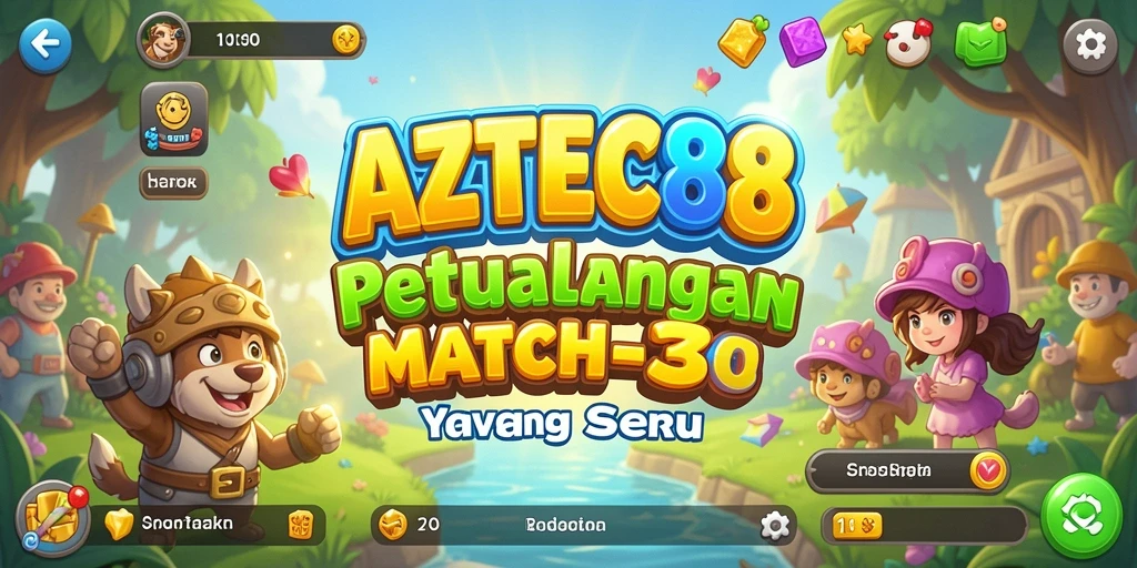 Screenshot gameplay AZTEC88 dengan aksi Match-3 yang menarik.