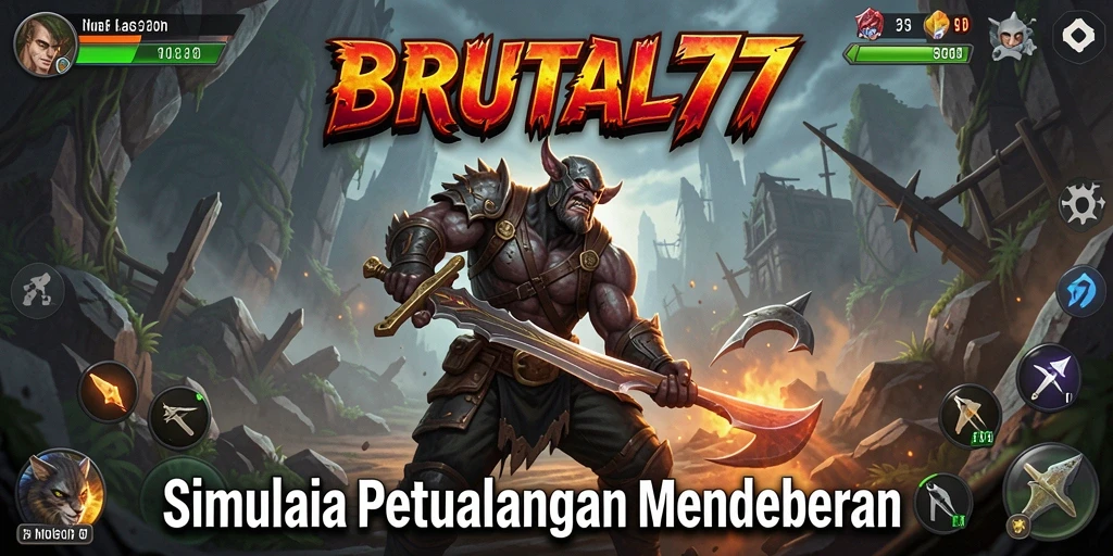 Tampilan gameplay mendebarkan di BRUTAL77 dengan berbagai tantangan.