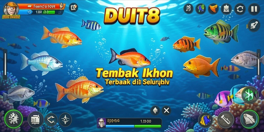 Tampilan gameplay seru dari DUIT8 saat menembak ikan.