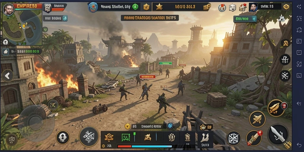 Tampilan screenshot EMPIRE88 yang menunjukkan pertempuran seru dalam mode TPS.