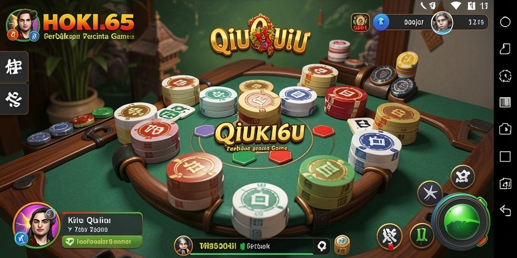Screenshot gameplay HOKI65 yang menampilkan keseruan QiuQiu.