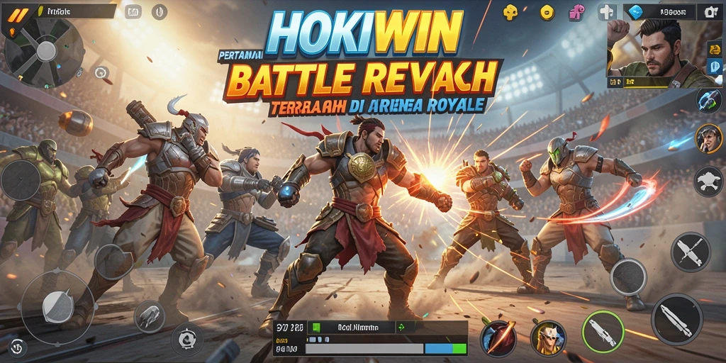 Screenshot HOKIWIN menampilkan aksi mendebarkan di arena Battle Royale.