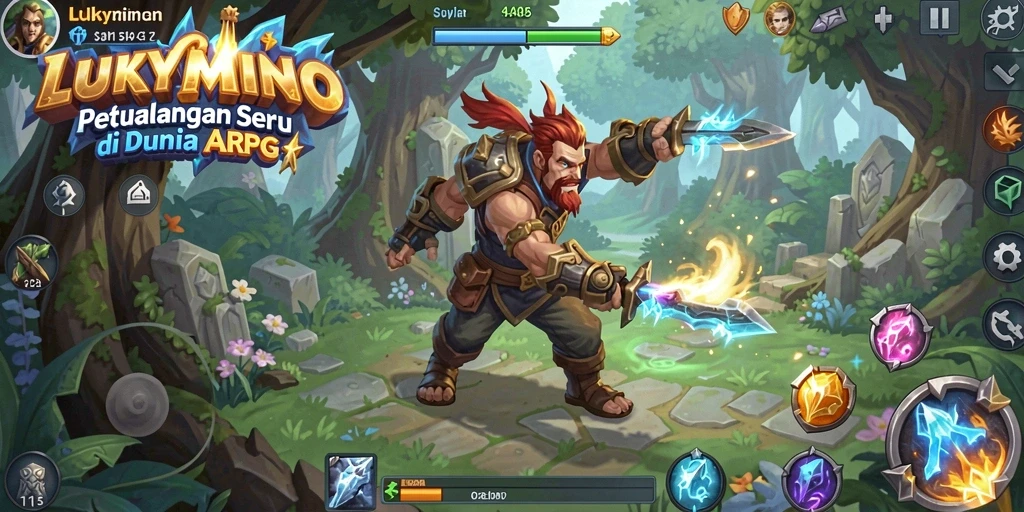 Tangkapan layar LUKYMINO menampilkan aksi pertempuran mendebarkan dalam dunia ARPG.
