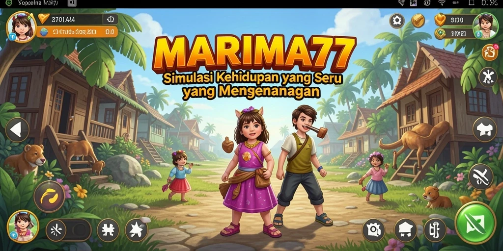 Tampilan gameplay seru dari simulator kehidupan MARIMA77 yang memukau.