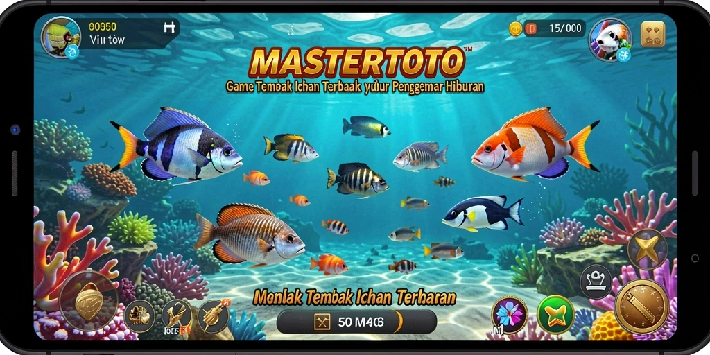 Tampilan gameplay MASTERTOTO menampilkan aksi menembak ikan yang seru.