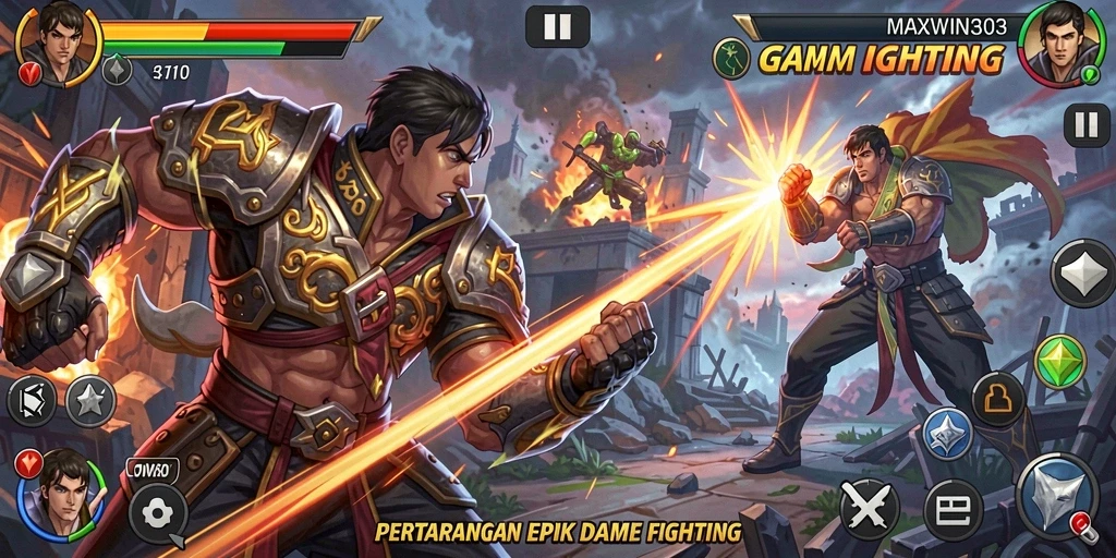 Screenshot gameplay menampilkan pertarungan yang mendebarkan dan karakter dinamis.