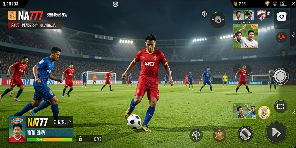 Gameplay mendebarkan dalam NA777, menampilkan aksi sepak bola yang nyata.