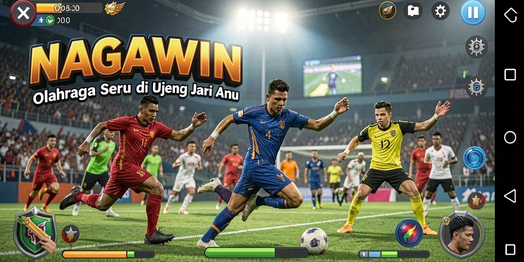 Tangkapan layar utama NAGAWIN menampilkan aksi olahraga yang mendebarkan.