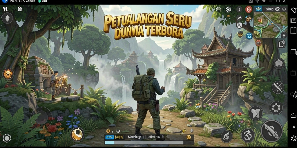 Tampilan gameplay NOX123 yang menakjubkan di dunia terbuka.