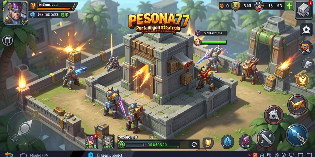 Tangkapan layar PESONA77 menampilkan aksi seru dalam pertempuran Tower Defense.