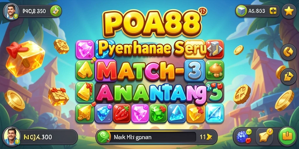 Tampilan gameplay POA88 saat mencocokkan elemen warna-warni.
