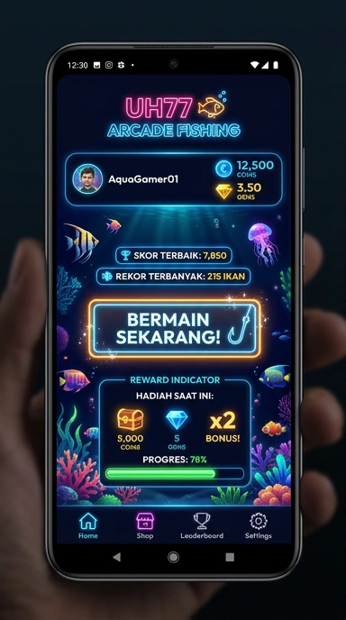 Tampilan antarmuka pusat unduh uh77 yang modern.